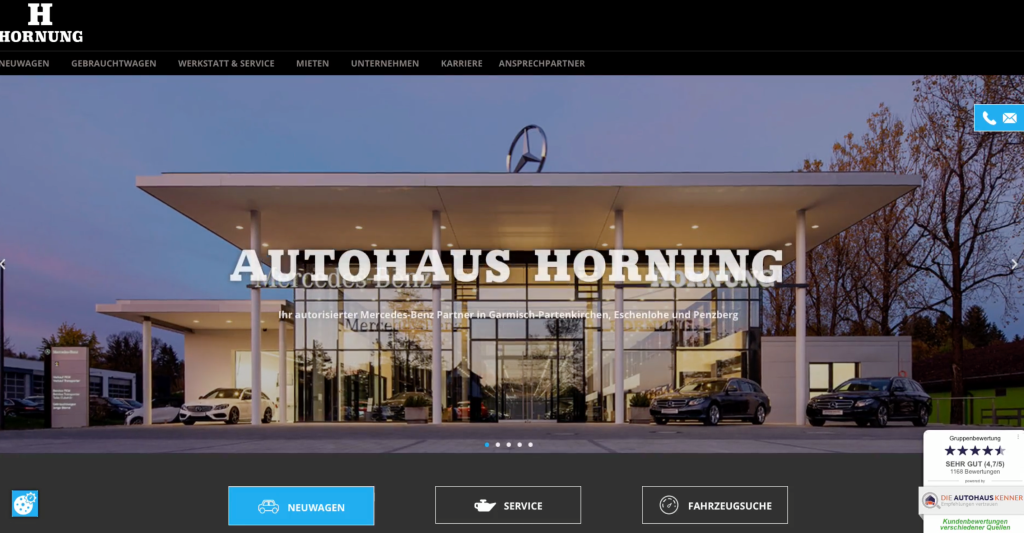 Autohaus Hornung: Neues Layout für die Website